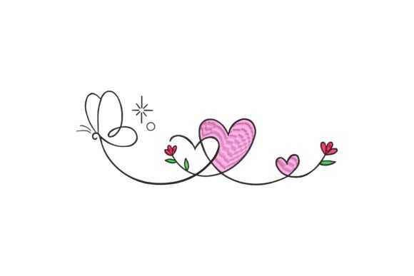Butterfly Hearts and Flowers