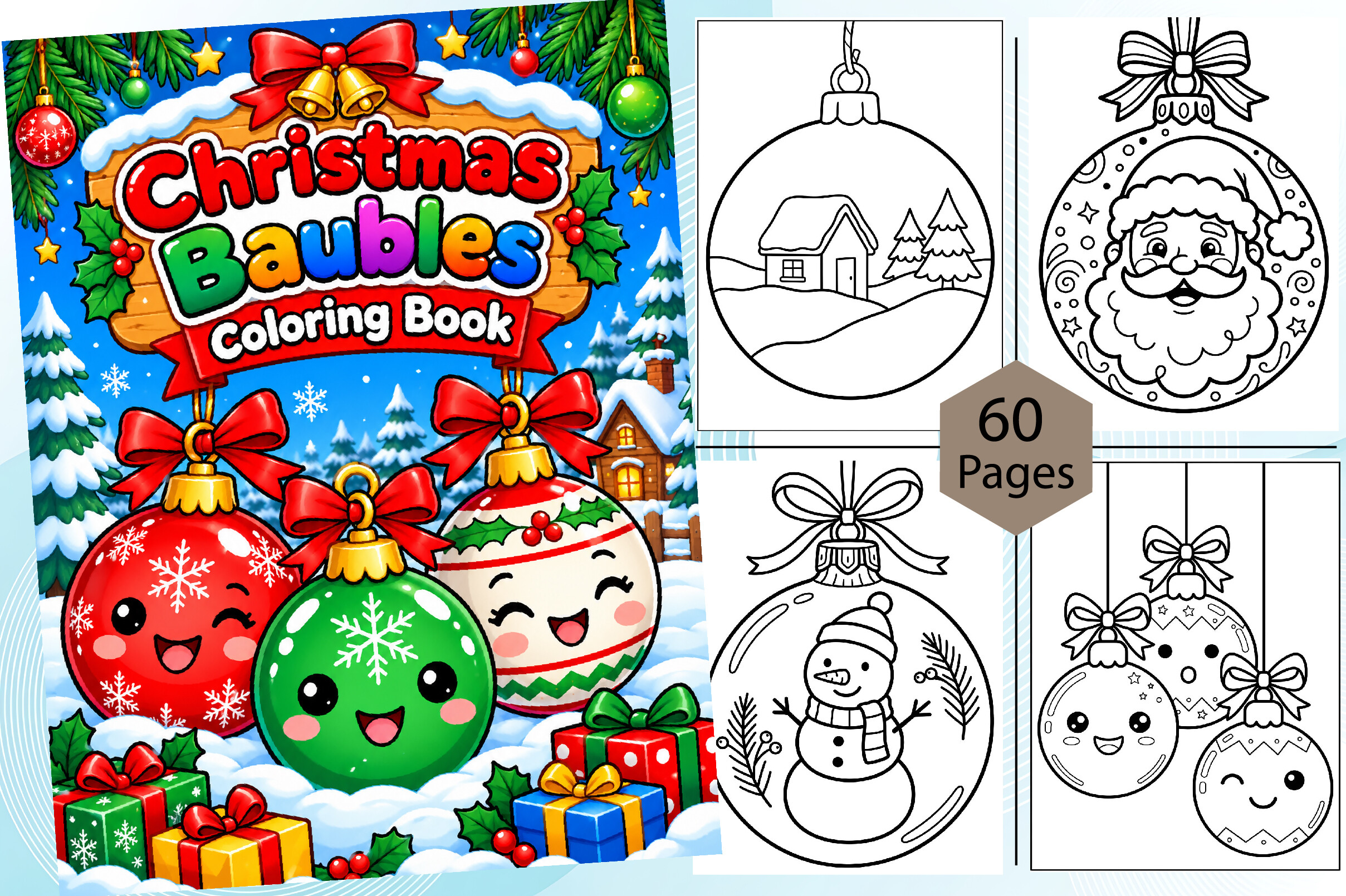 Christmas Baubles Coloring Page