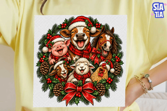 Christmas Farm Animals PNG Shirt Design