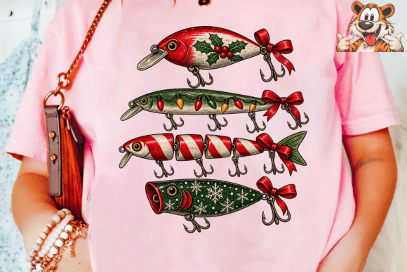 Christmas Fishing Lures PNG Shirt Design
