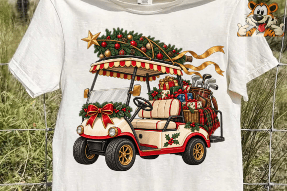 Christmas Golf Cart PNG Shirt Design