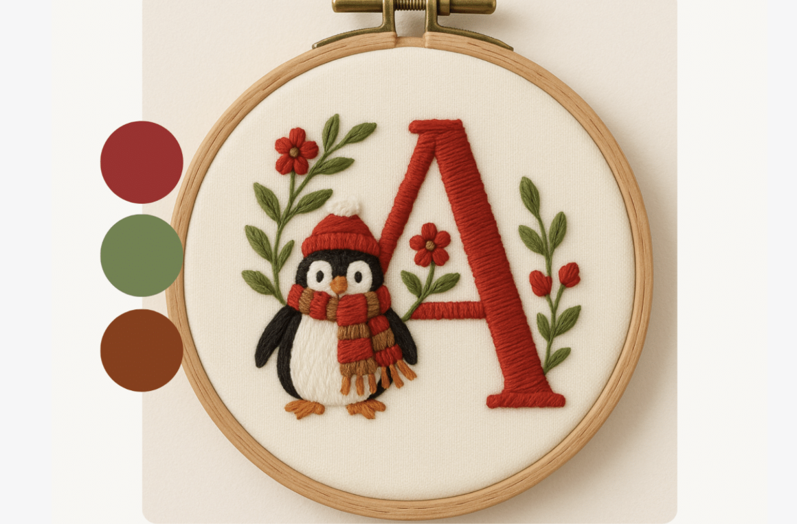 Christmas Penguin Embroidery Pattern