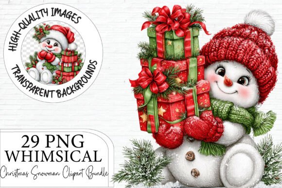 Christmas Snowman Clipart Bundle