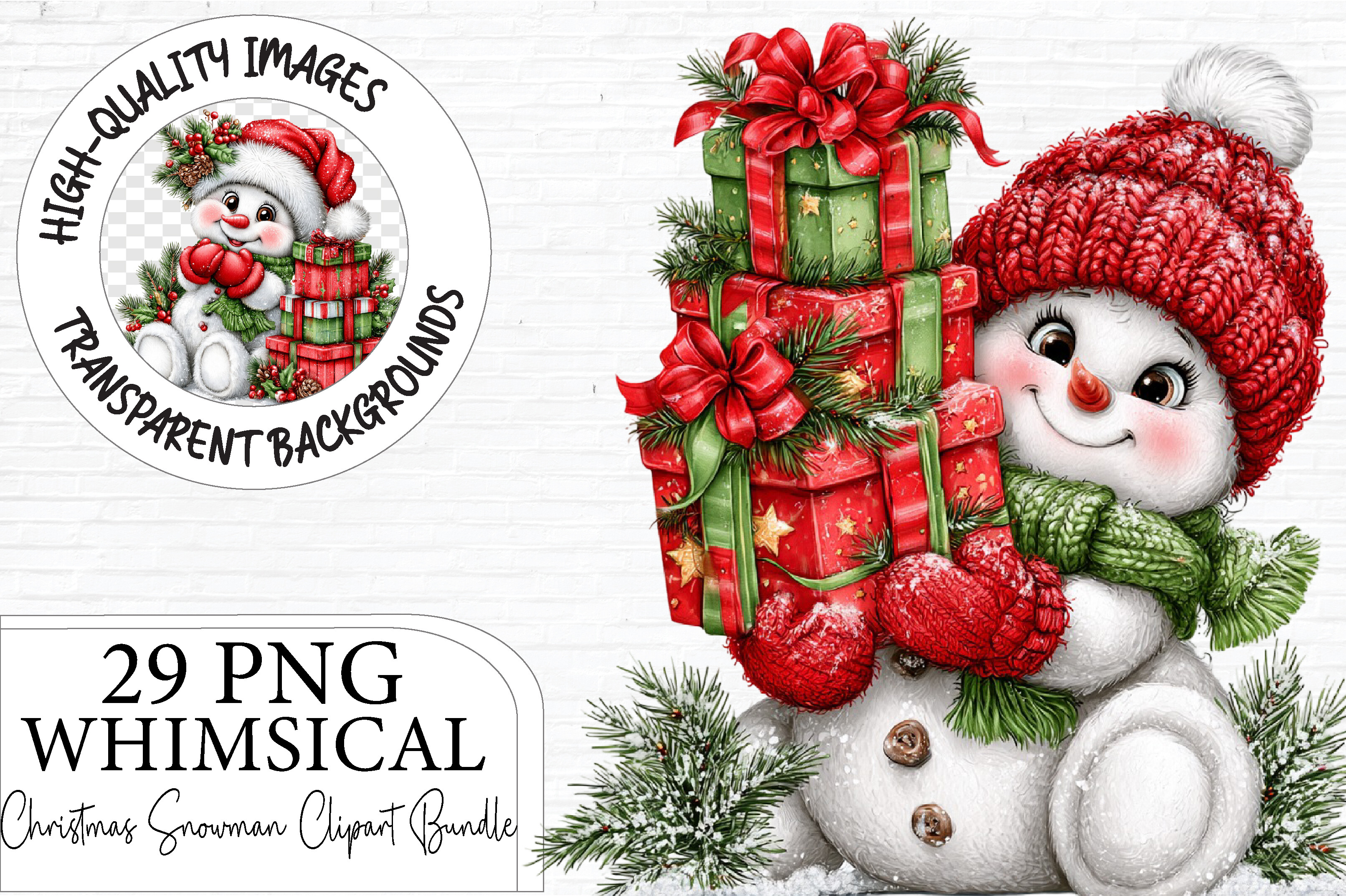 Christmas Snowman Clipart Bundle