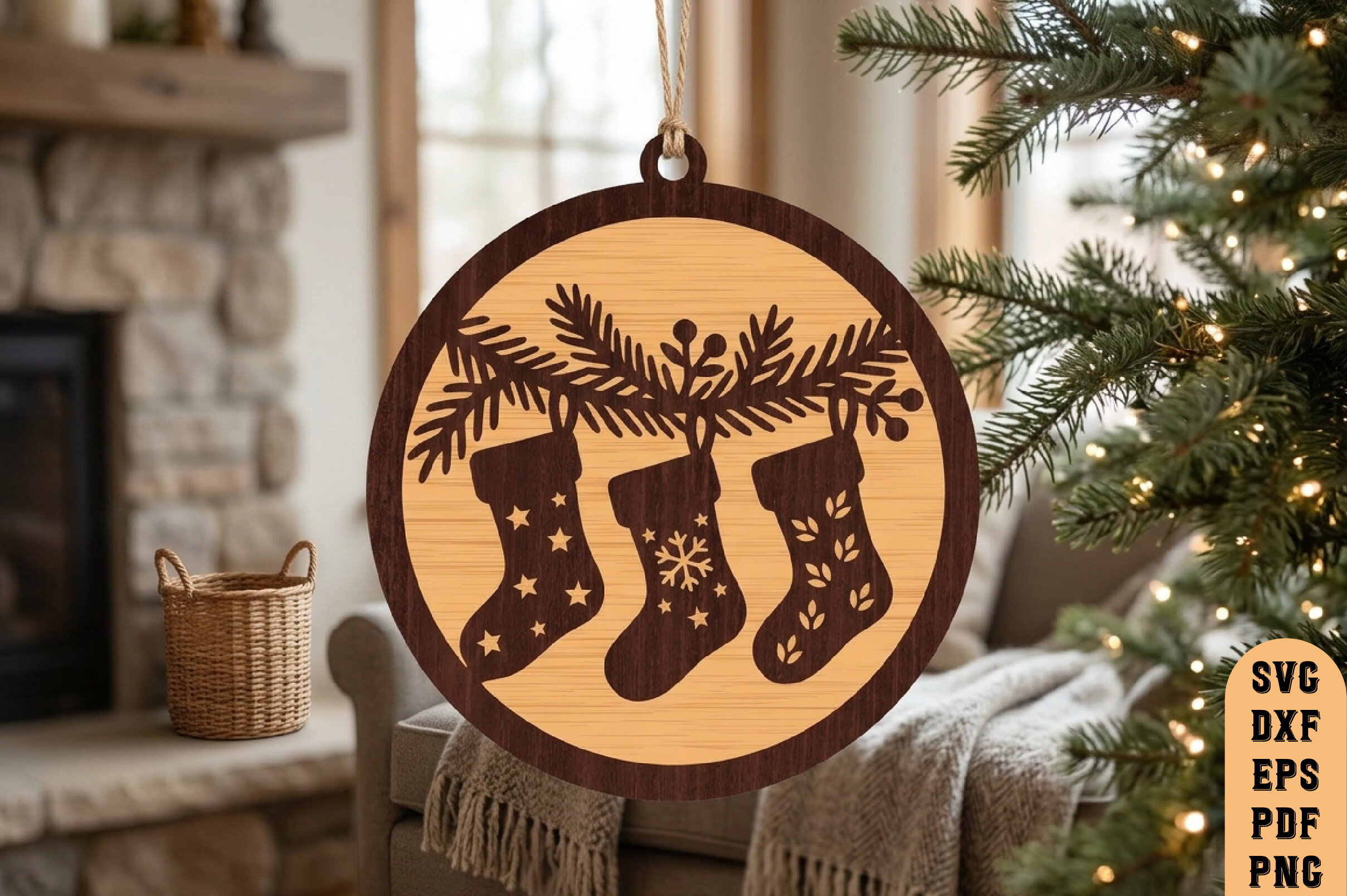 Christmas Stockings Round Ornament SVG Graphic by Magic Artist ...