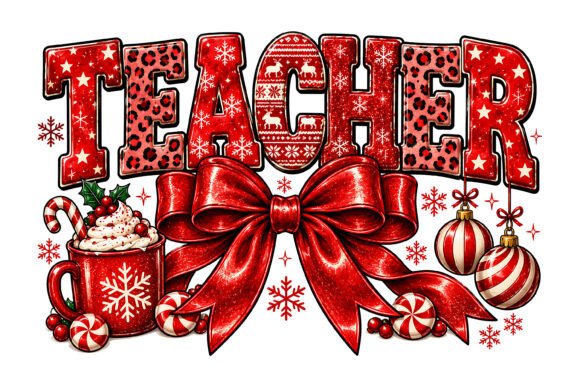 Christmas Teacher Bow Holiday Design