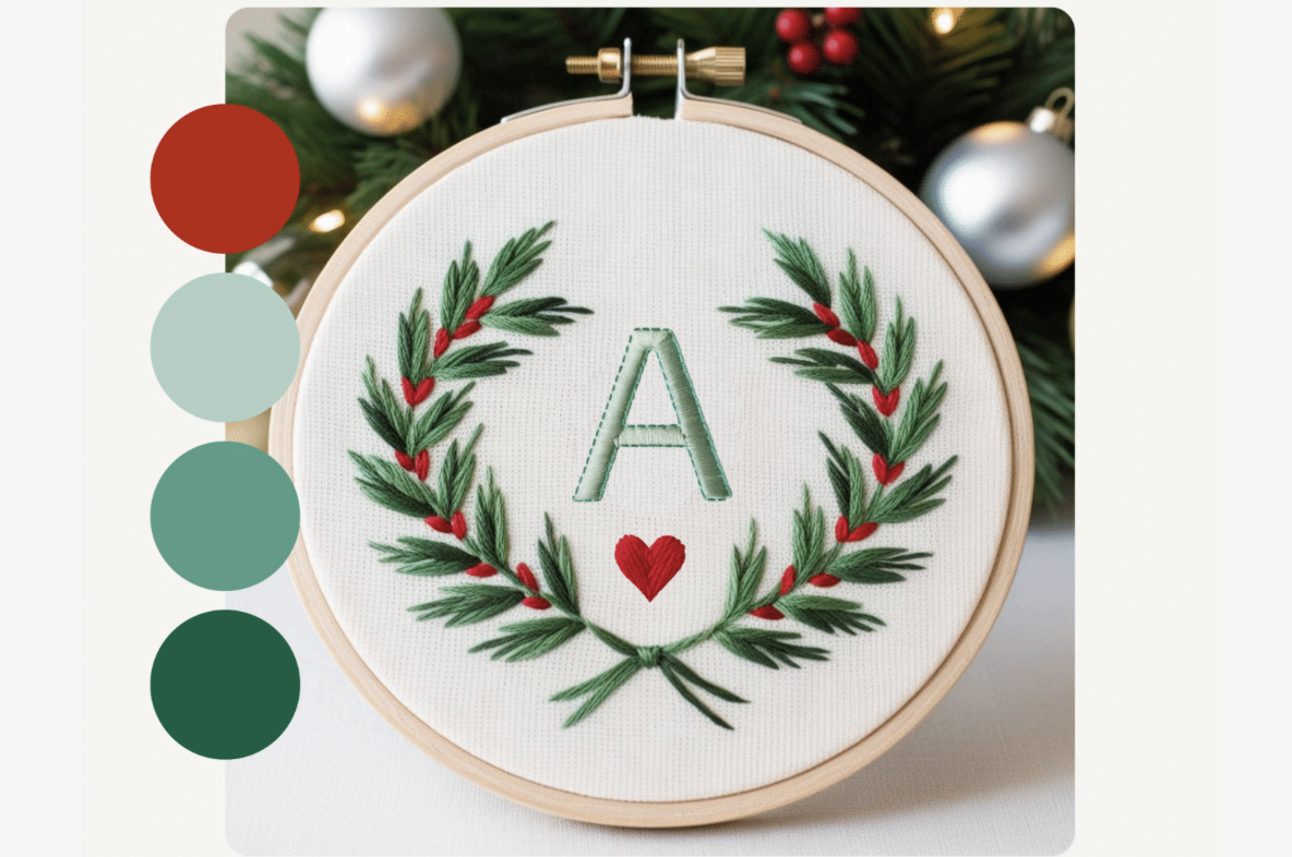 Christmas Wreath Embroidery Pattern
