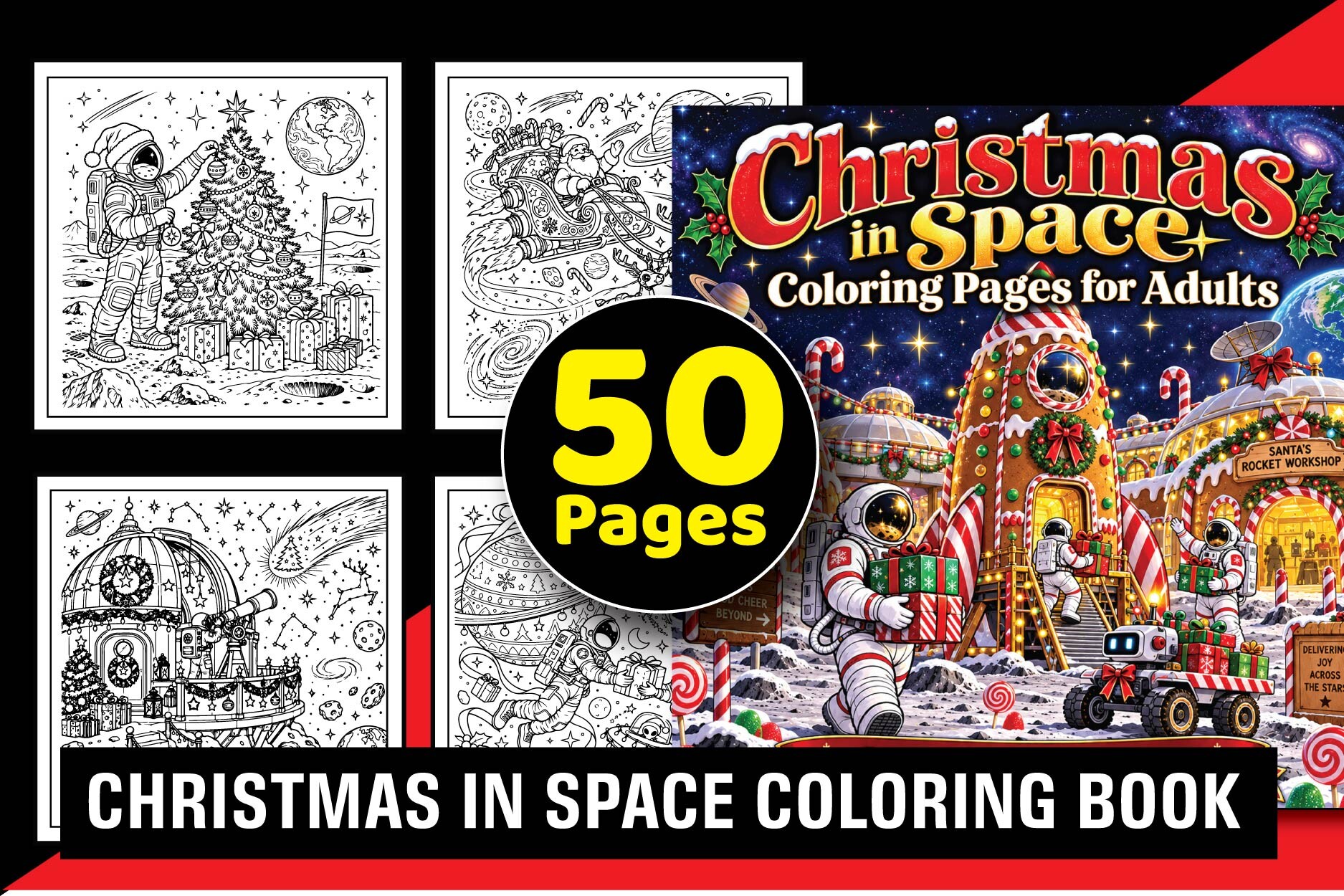 Christmas in Space Coloring Book