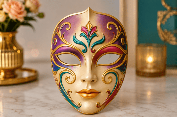 Colorful Decorative Face Mask 3D Model