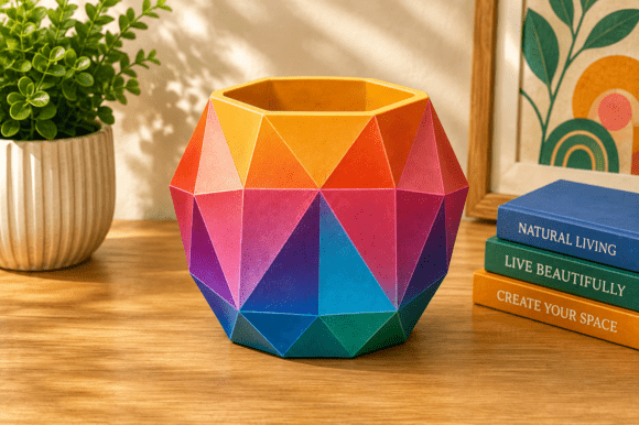 Colorful Geometric Planter Pot 3D Model