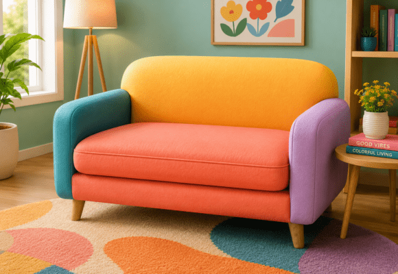 Colorful Modern Loveseat Sofa 3D Model
