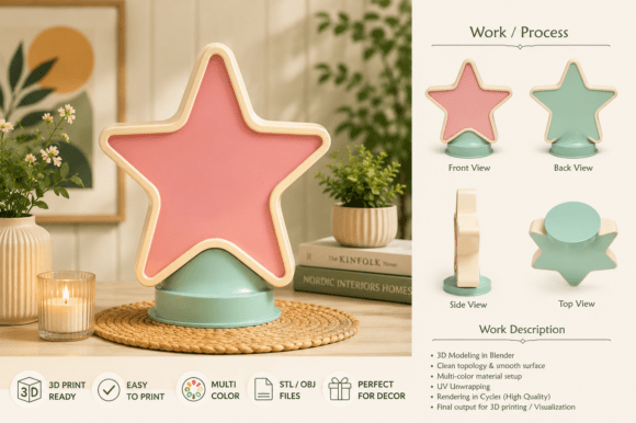 Colorful Star Table Lamp 3D Model