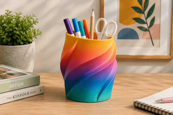 Colorful Twisted Pen Holder 3D Model