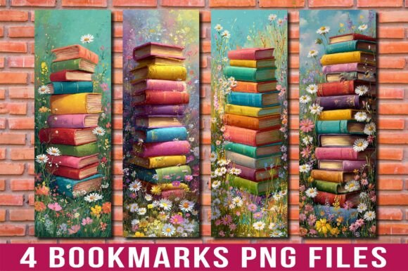 Colorful Wildflower Book Stack Bookmark