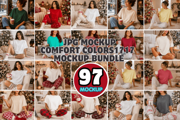 Comfort Colors 1717 Christmas Mockup Bun