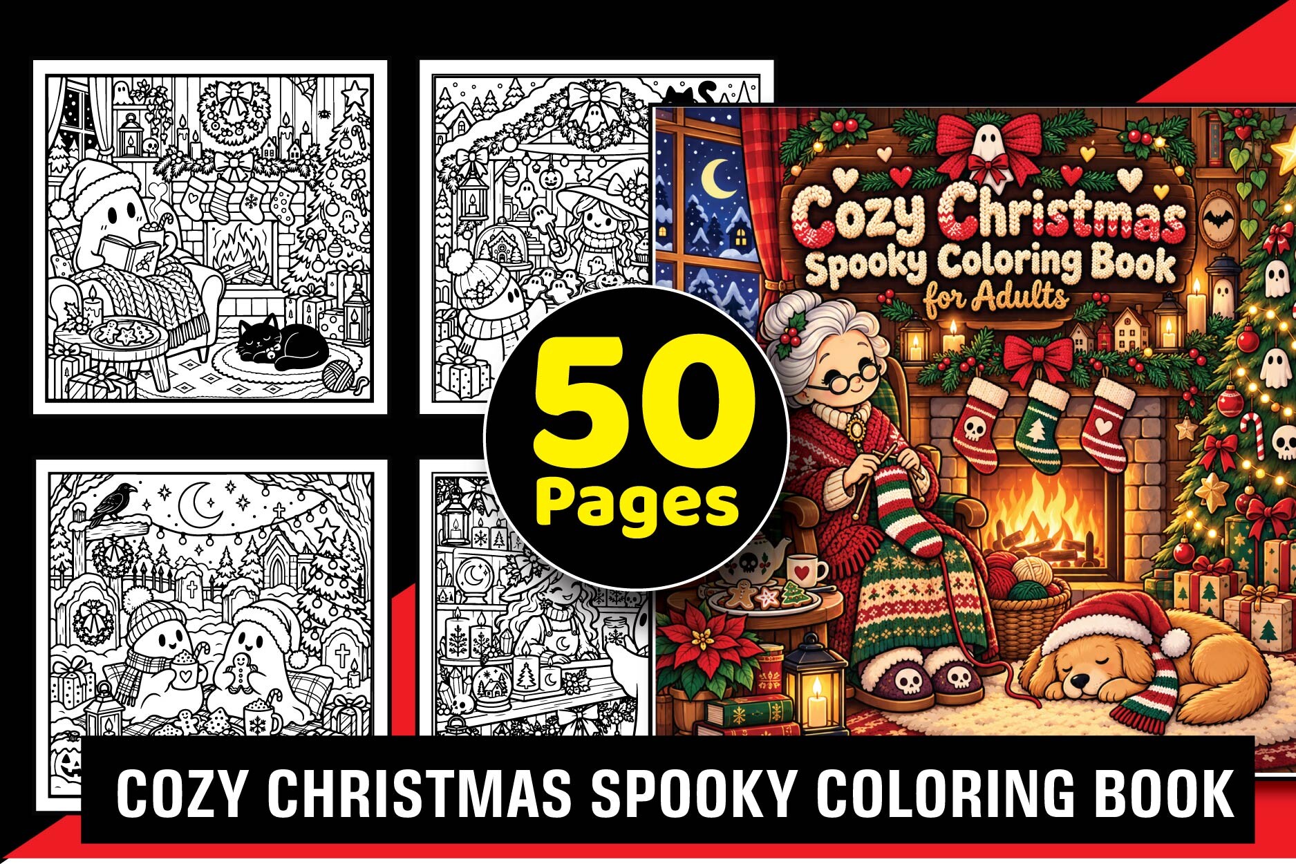 Cozy Christmas Spooky Coloring Book