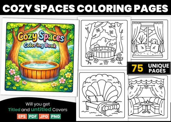 Cozy Spaces Coloring Pages for KDP