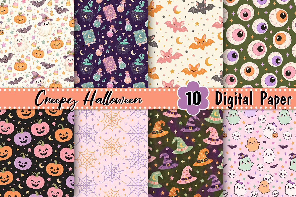 Creepy Halloween Digital Paper