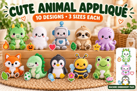 Cute Animal Applique Embroidery Bundle