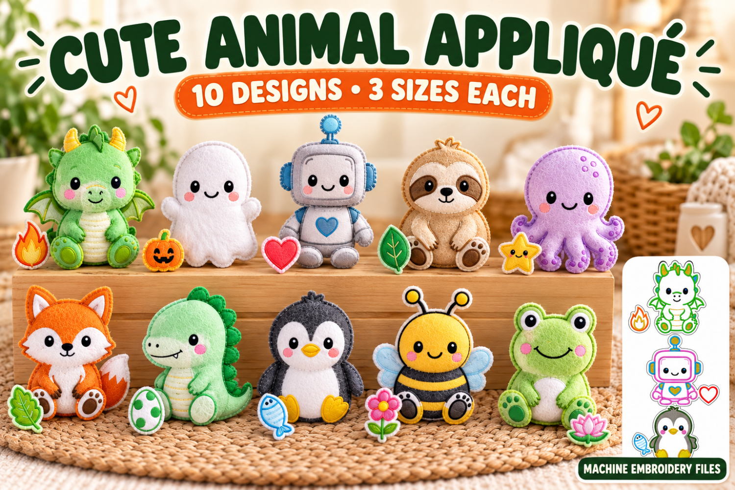 Cute Animal Applique Embroidery Bundle