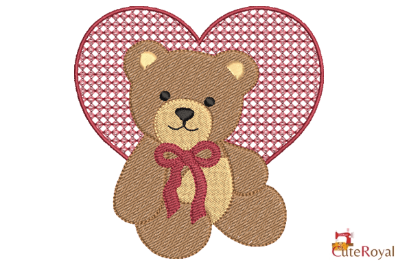 Cute Teddy Bear in Heart – Love Pattern