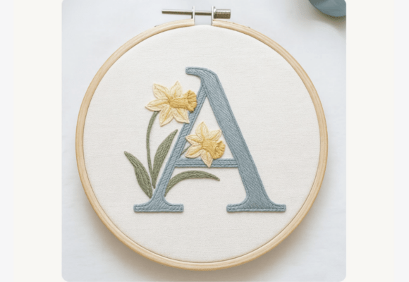 Daffodil Letter Embroidery Pattern
