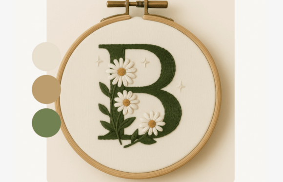 Daisy Sparkle Letter Embroidery Pattern