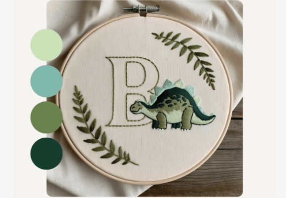 Dinosaur Nursery Embroidery Pattern