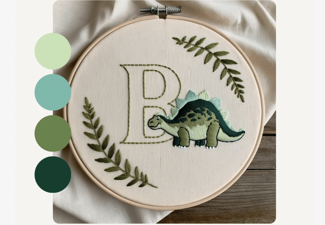 Dinosaur Nursery Embroidery Pattern