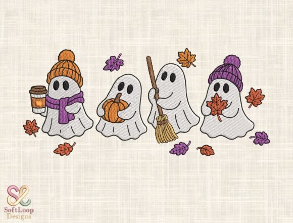 Fall Ghost Embroidery Design