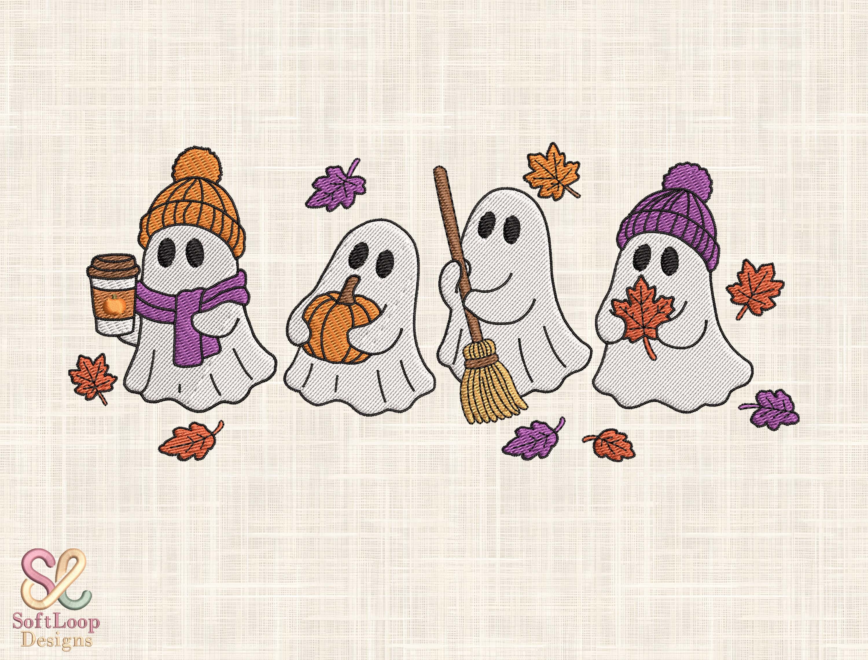 Fall Ghost Embroidery Design