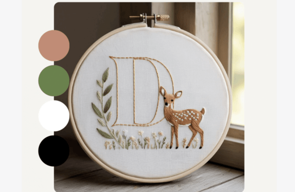 Fawn Deer Monogram Embroidery Pattern