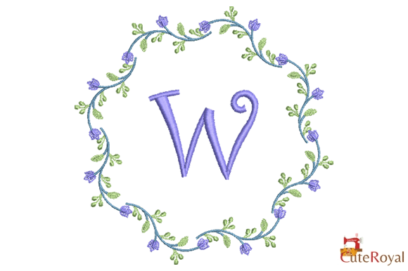 Floral Wreath Monogram Letter W