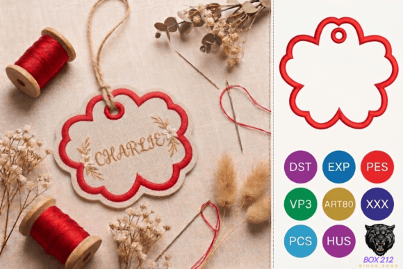 Flower Bag Tag Embroidery Design