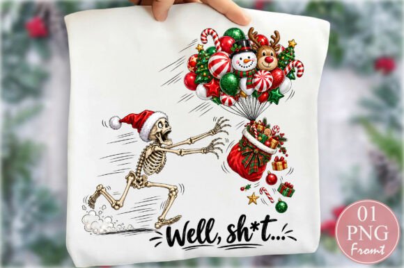 Funny Christmas Skeleton Well Shit PNG