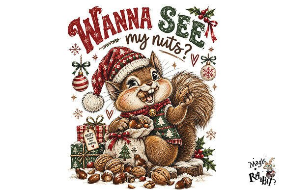 Funny Christmas Squirrel PNG