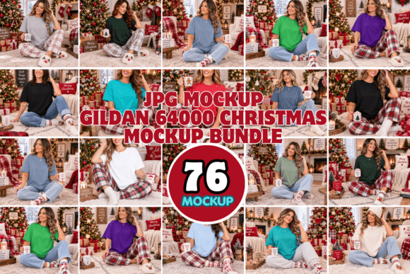 Gildan 64000 Christmas Mockup Bundle