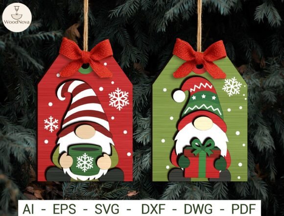 Gnome Christmas Ornament SVG laser cut file