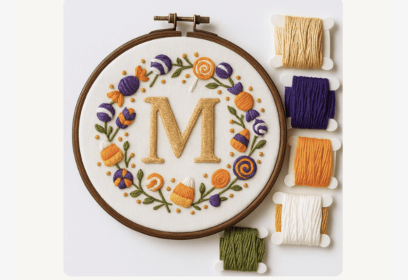 Halloween Candy Embroidery Pattern