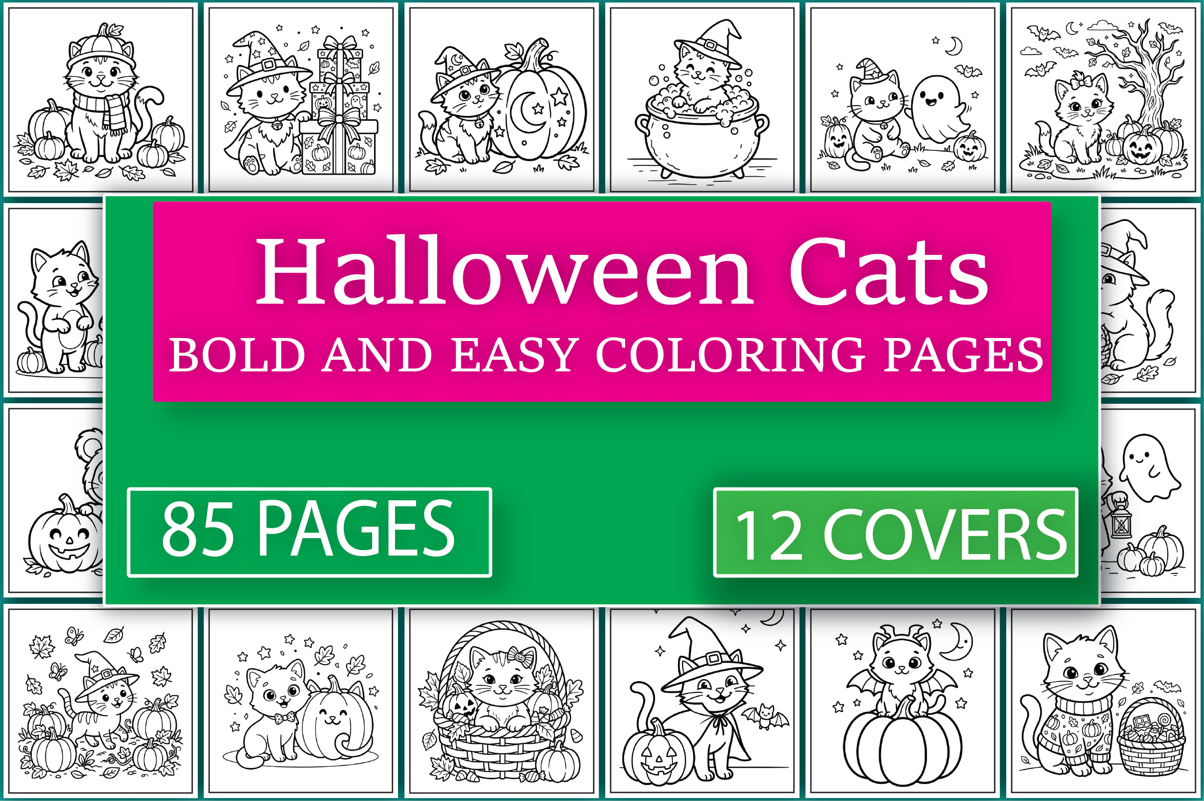 Halloween Cats Coloring Book for Kids