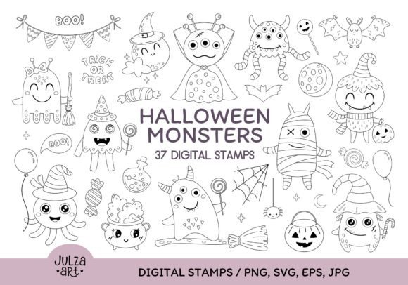 Halloween Monsters Coloring Book PNG SVG