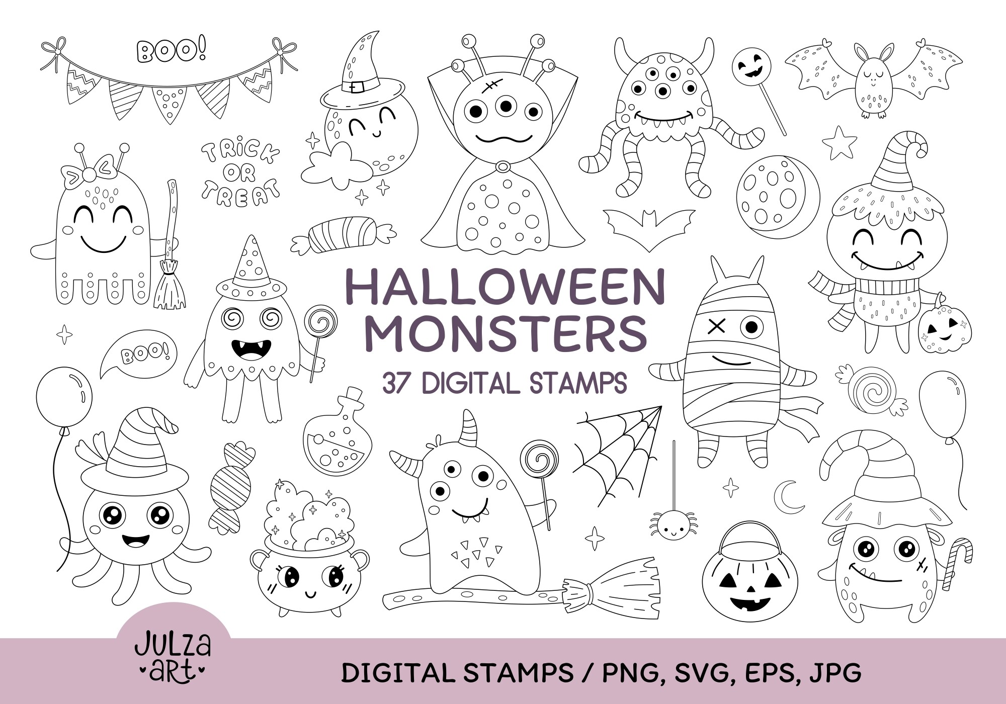 Halloween Monsters Coloring Book PNG SVG