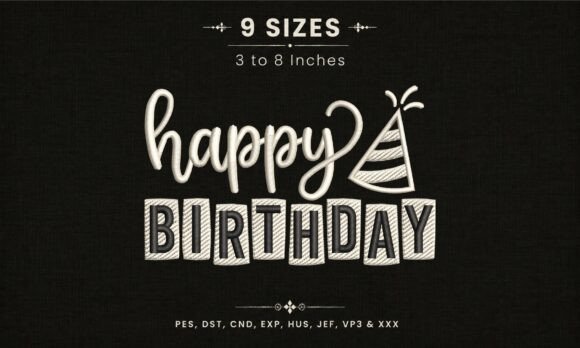 Happy Birthday Embroidery Design DST PES