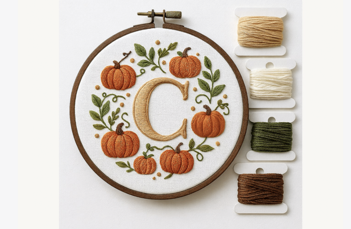 Harvest Pumpkin Embroidery Pattern