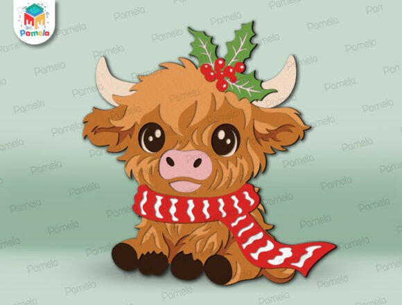 Highland Cow Christmas SVG