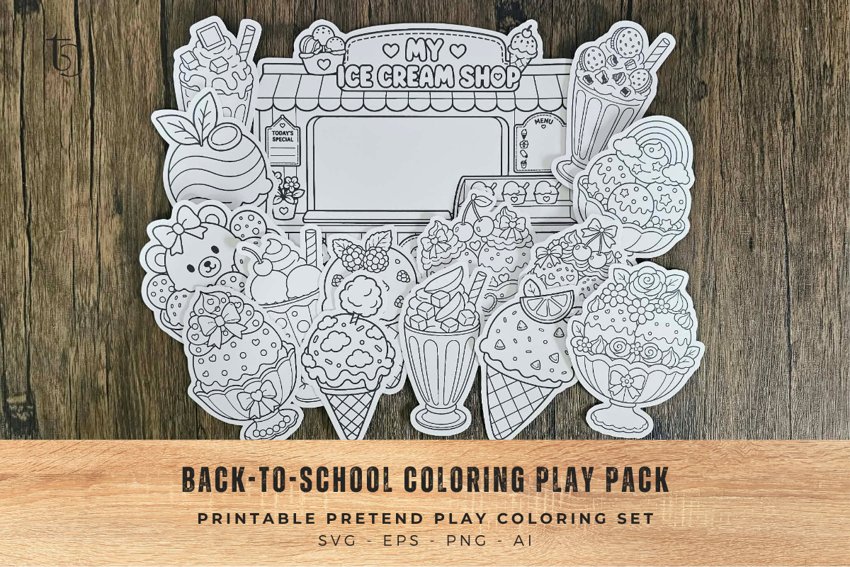 Ice Cream Shop Coloring Play Pack