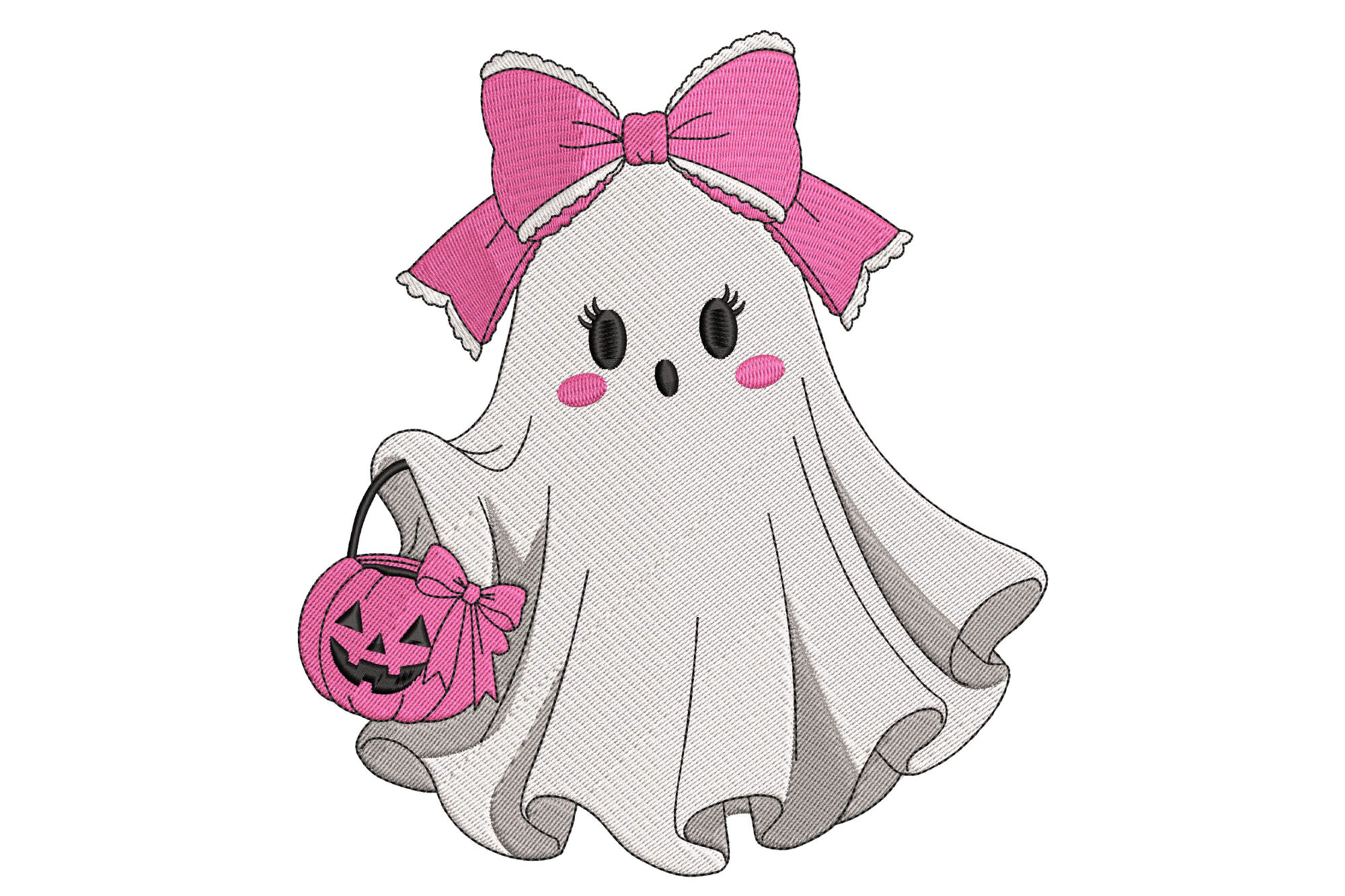 Kawaii Halloween Ghost Pink Bow