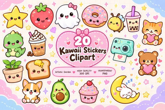 Kawaii Stickers Sublimation Clipart