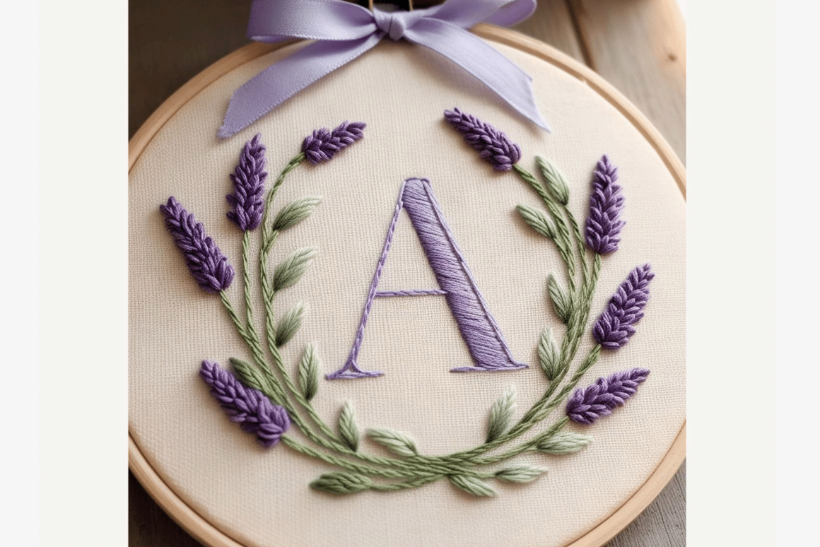 Lavender Bow Monogram Embroidery Pattern