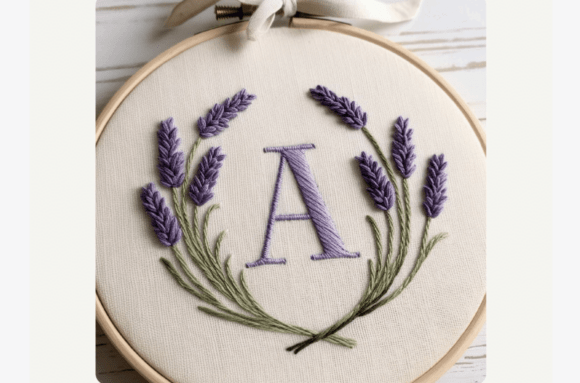 Lavender Wreath Embroidery Pattern